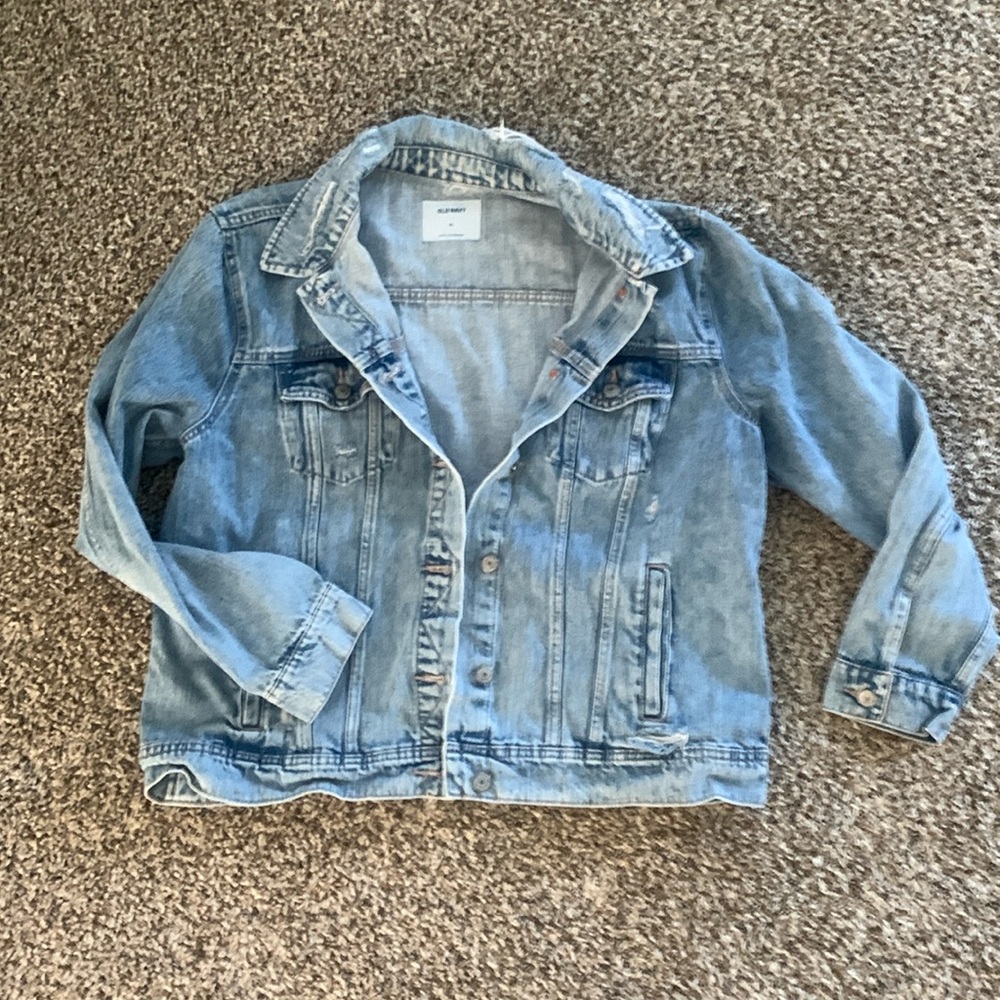 Distressed light blue Jean jacket. XL worn less than 5x.